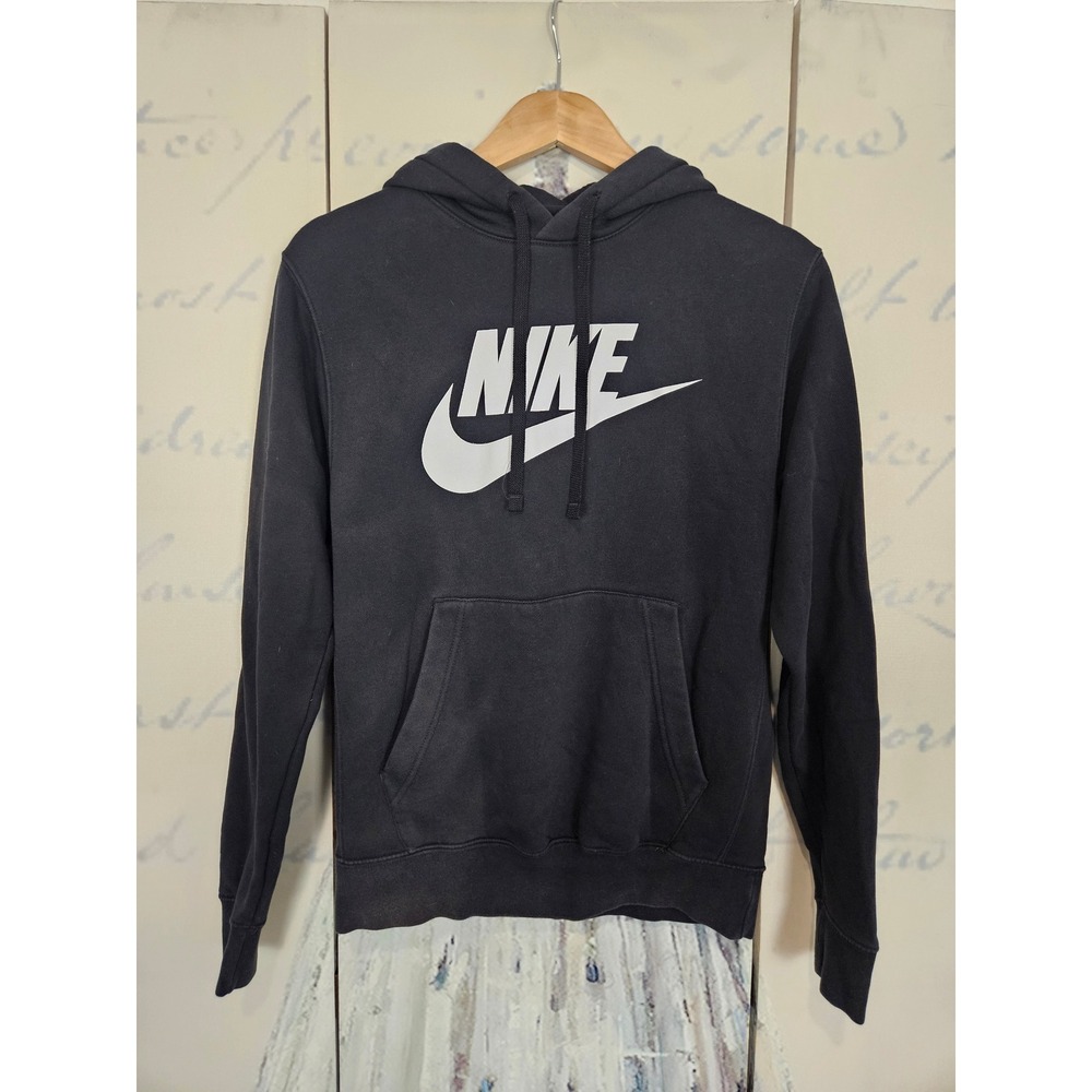 Nike Hoodie Small Black Sportswear‎ Club Fleece Graphic Logo BV2973-010 Sweat